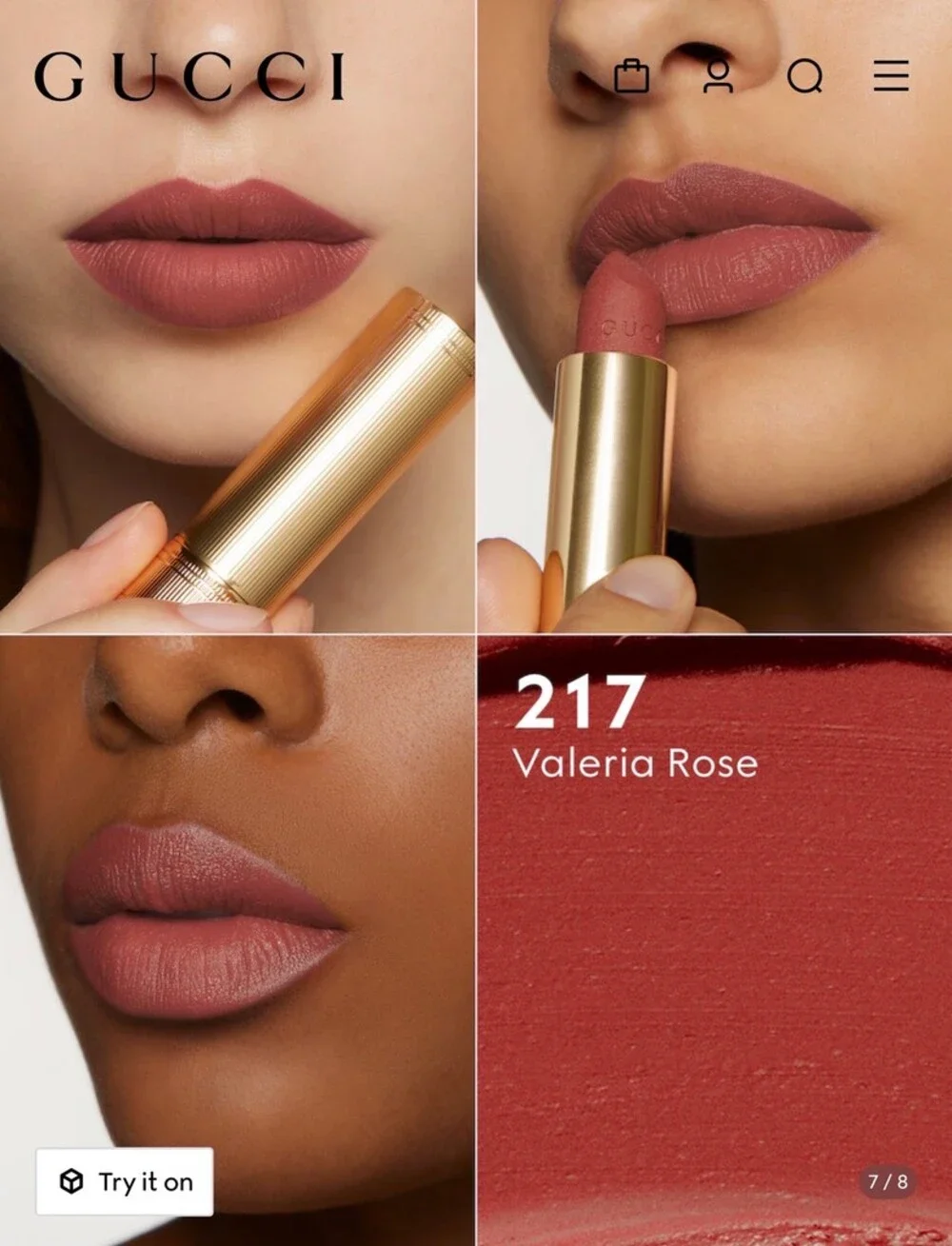 Gucci Rouge à Lèvres Mat Lipstick 217 Valeria Rose Pink Matte With Box